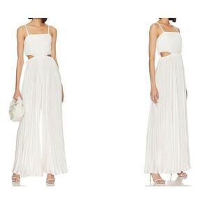 Alice +‎ Olivia NWT Powell Pleated Wide Leg Jumpsuit in White Size 12 MSRP $595